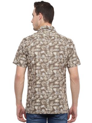 brown tropical printed casual shirt - 15974102 - Standard Image - 3