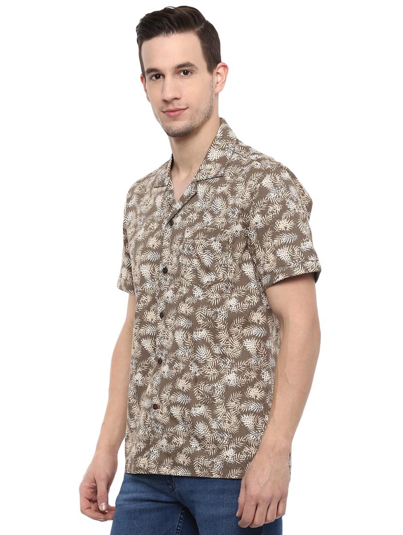 brown tropical printed casual shirt - 15974102 - Zoom Image - 2