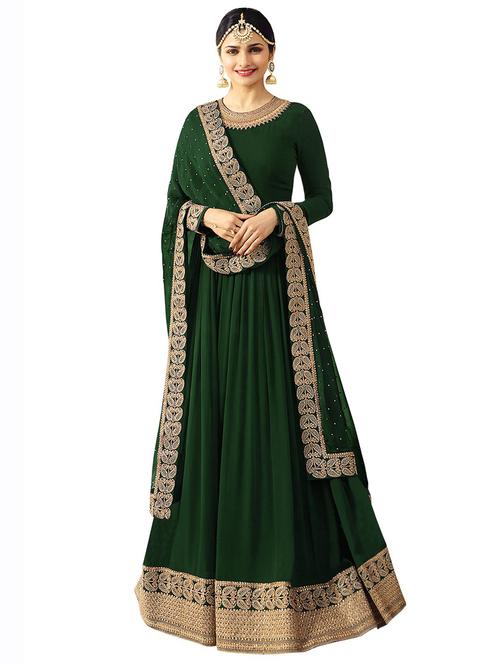 Embroidered semi-stitched kalidaar suit - 15974333 - Standard Image - 1
