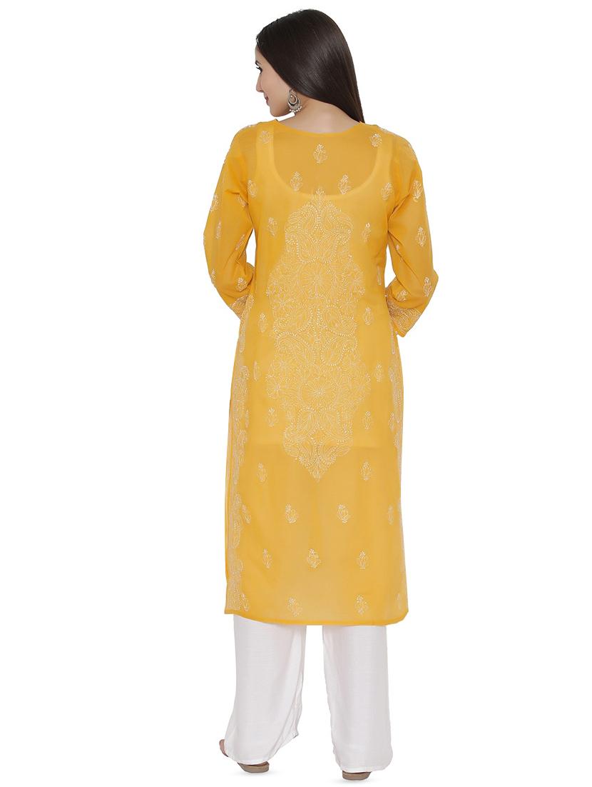 chikankari straight kurta - 15974740 - Zoom Image - 2