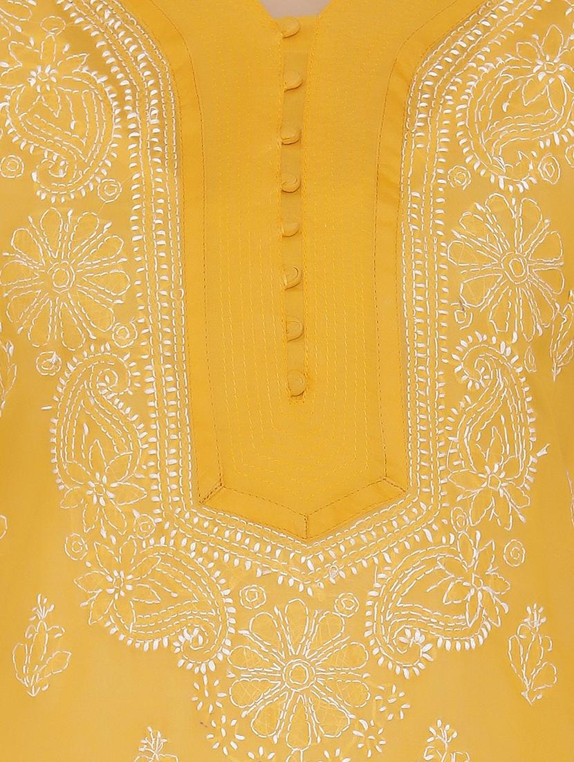 chikankari straight kurta - 15974740 - Zoom Image - 3