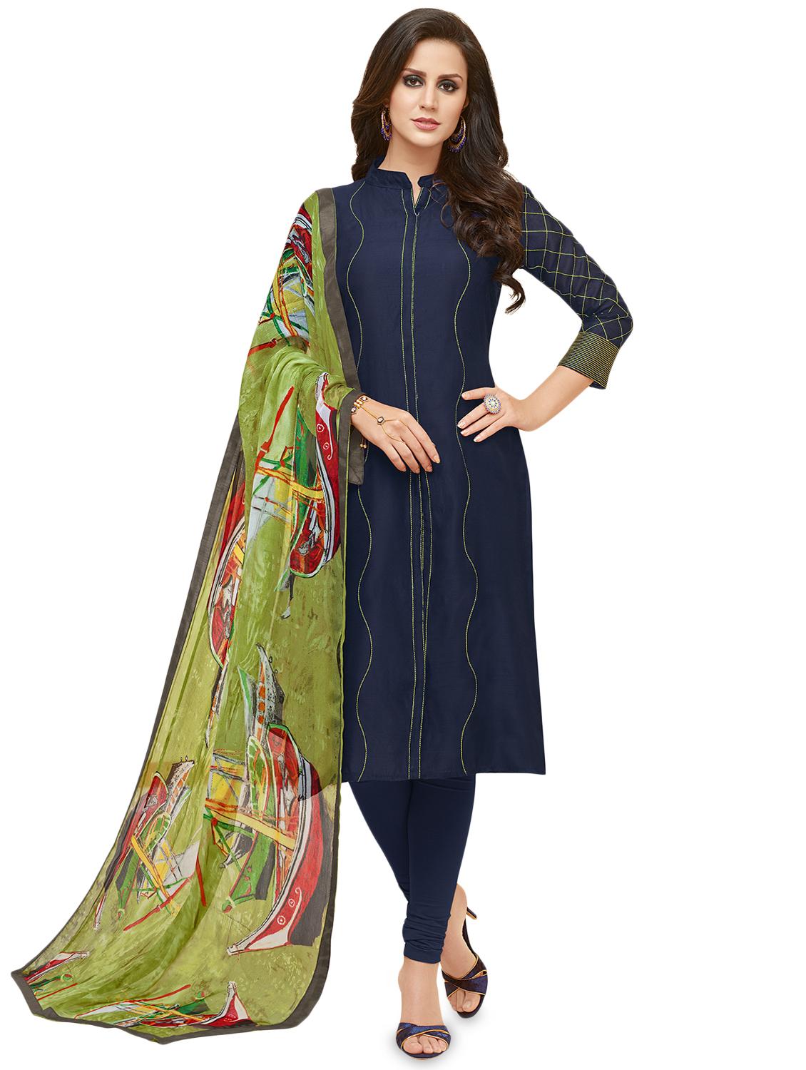 embroidered sleeves unstitched suit - 15974912 - Zoom Image - 1