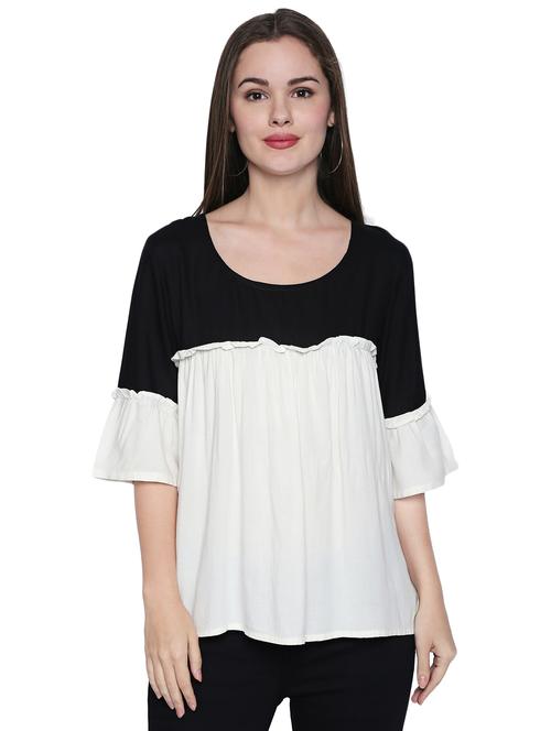 color block ruffle trim top - 15975027 - Standard Image - 1
