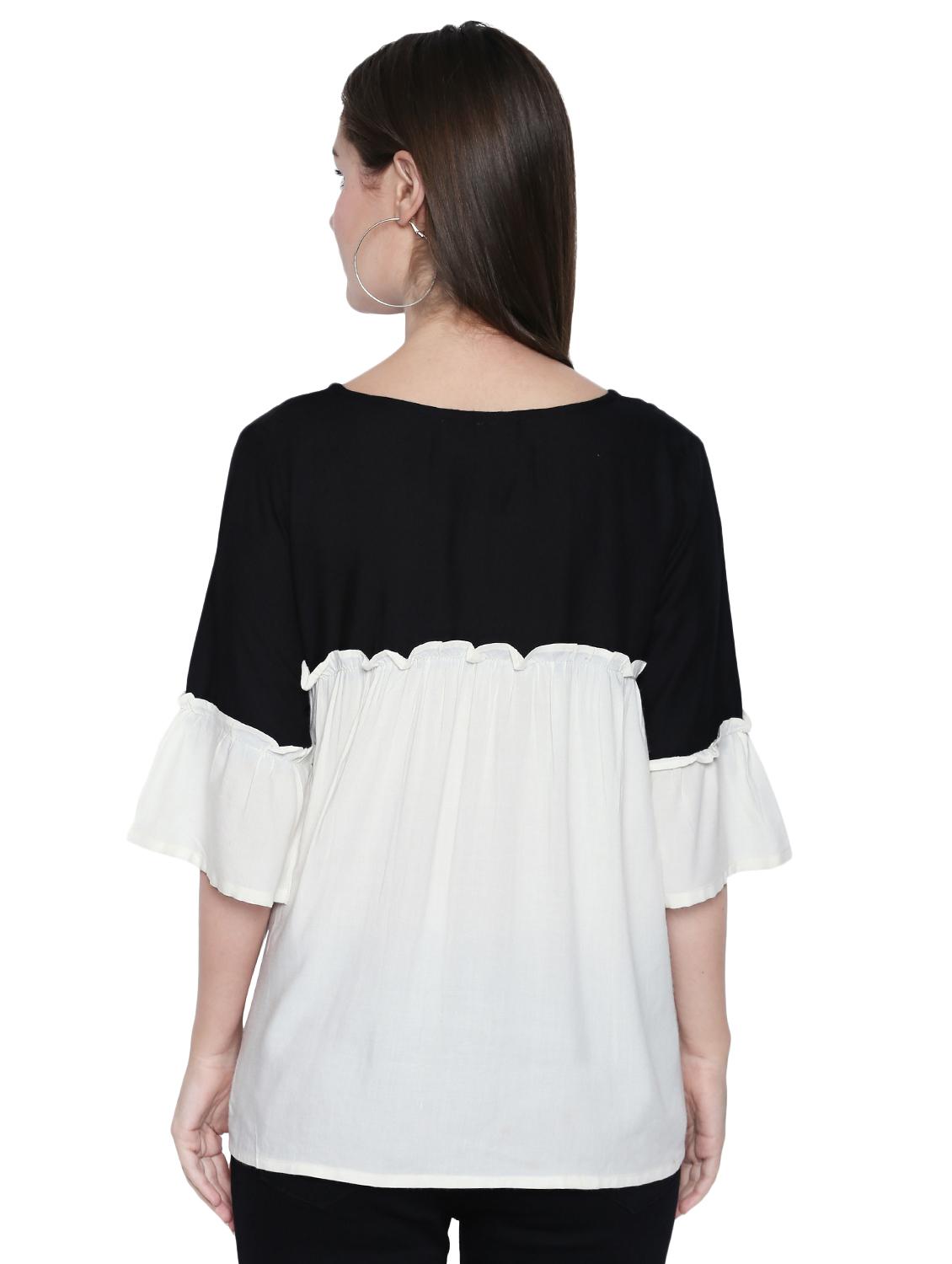 color block ruffle trim top - 15975027 - Zoom Image - 3