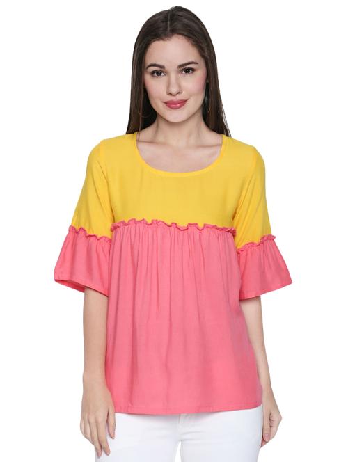 color block ruffle trim top - 15975030 - Standard Image - 1