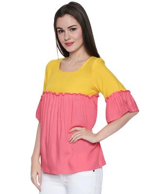 color block ruffle trim top - 15975030 - Standard Image - 2