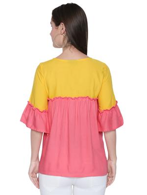 color block ruffle trim top - 15975030 - Standard Image - 3