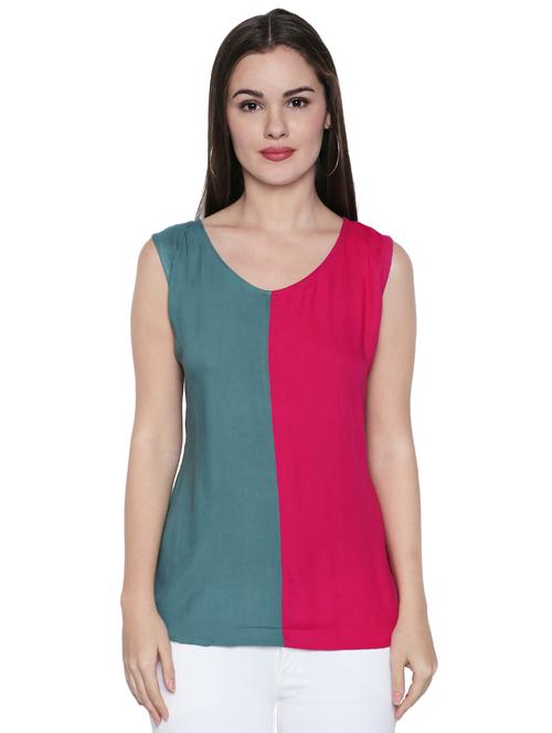 bow detail color block tank top - 15975032 - Standard Image - 1