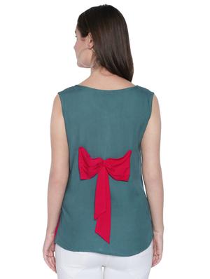 bow detail color block tank top - 15975032 - Standard Image - 3