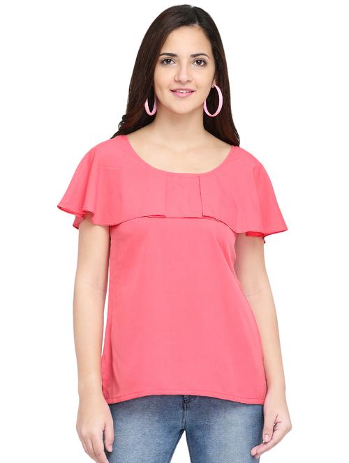 scoop neck ruffled overlay top - 15975051 - Standard Image - 1