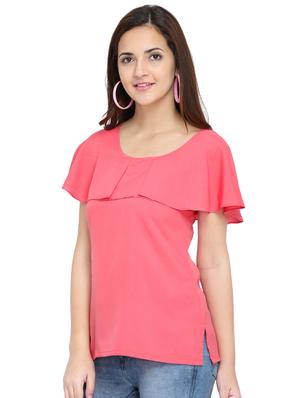 scoop neck ruffled overlay top - 15975051 - Standard Image - 2