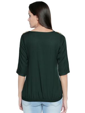 floral tape tie up neck blouson top - 15975056 - Standard Image - 3