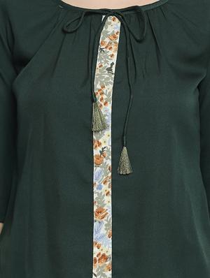 floral tape tie up neck blouson top - 15975056 - Standard Image - 4