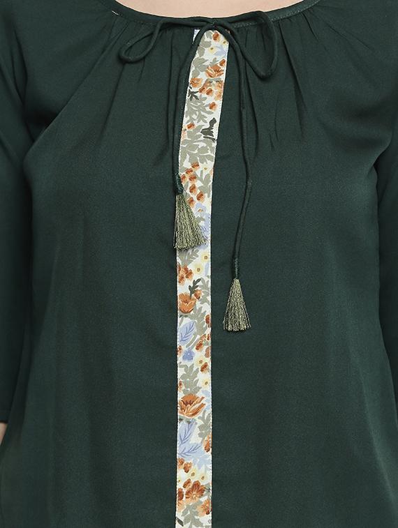 floral tape tie up neck blouson top - 15975056 - Zoom Image - 4