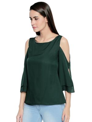 cold shoulder slit sleeved top - 15975057 - Standard Image - 2