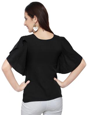 ruffle sleeved round neck top - 15975061 - Standard Image - 3