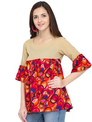 ruffle detail geometric top - 15975064 - Standard Image - 2