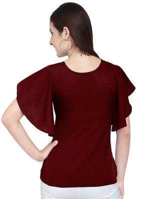ruffle sleeved round neck top - 15975069 - Standard Image - 3