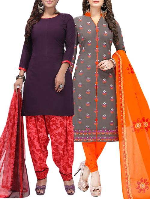 printed unstitched combo suit - 15975262 - Standard Image - 1