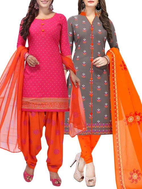 printed unstitched combo suit - 15975265 - Standard Image - 1