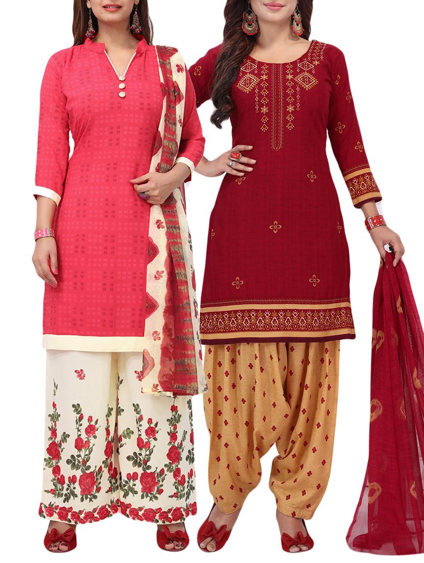 printed unstitched combo suit - 15975428 - Zoom Image - 1