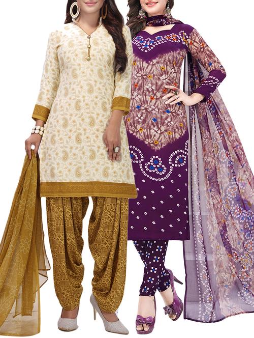 printed unstitched combo suit - 15975469 - Standard Image - 1