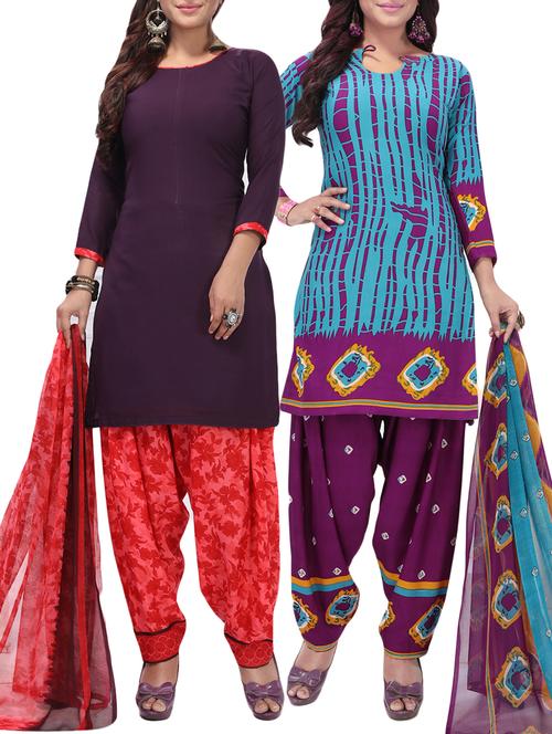 printed unstitched combo suit - 15975512 - Standard Image - 1