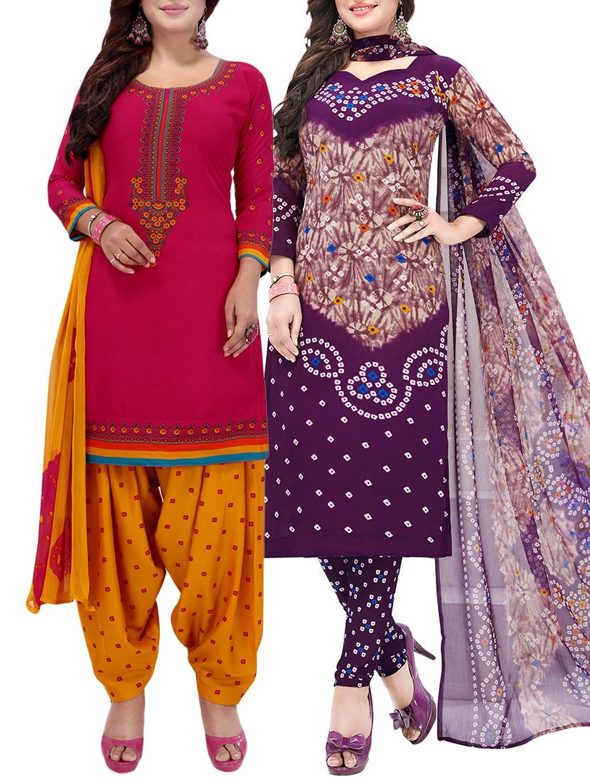 printed unstitched combo suit - 15975515 - Zoom Image - 1