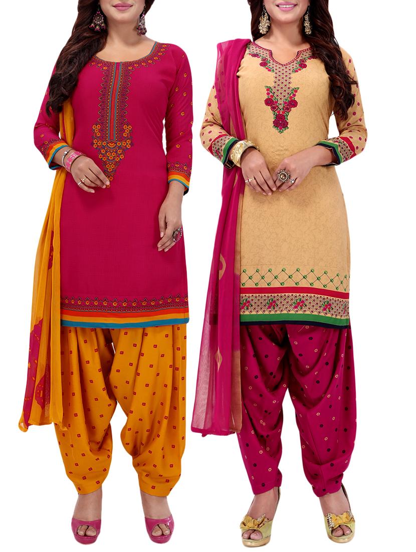 Printed unstitched combo suit - 15975522 - Zoom Image - 1