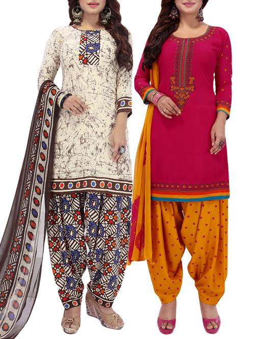printed unstitched combo suit - 15975617 - Standard Image - 1
