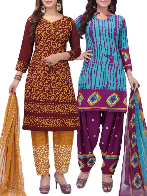 printed unstitched combo suit - 15975641 - Standard Image - 1