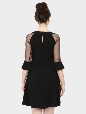 ruffle trim bell sleeved a-line dress - 15975699 - Standard Image - 3