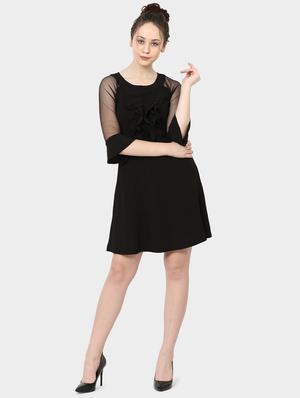 ruffle trim bell sleeved a-line dress - 15975699 - Standard Image - 4