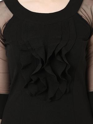 ruffle trim bell sleeved a-line dress - 15975699 - Standard Image - 5