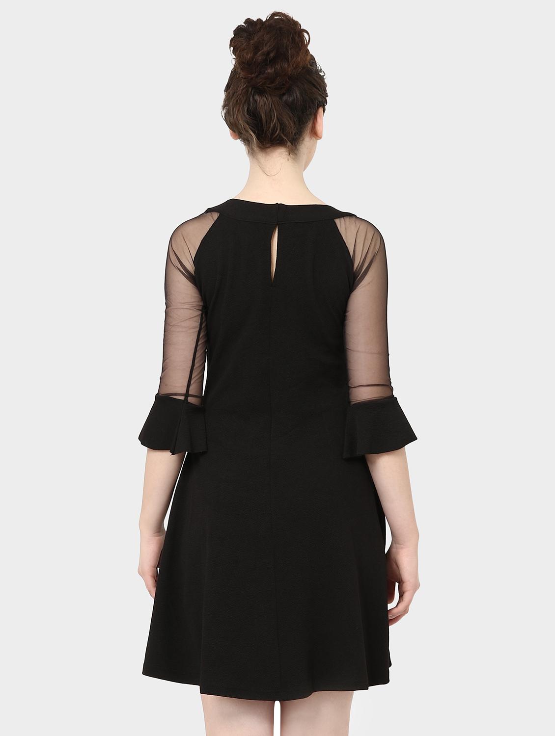 ruffle trim bell sleeved a-line dress - 15975699 - Zoom Image - 3