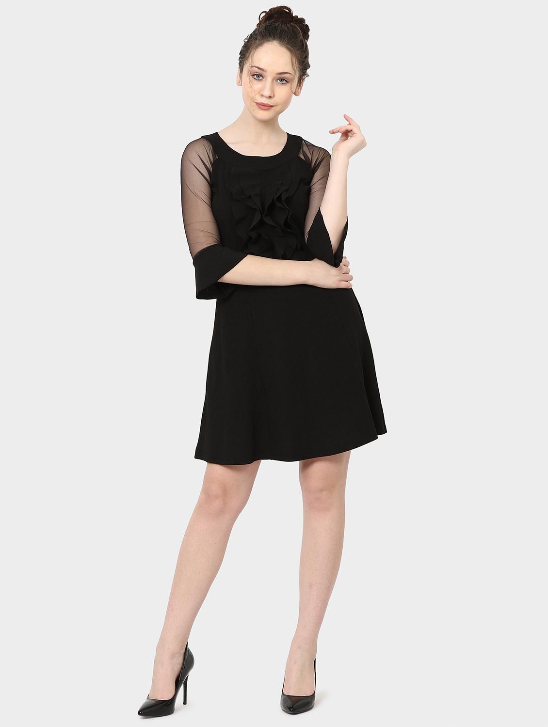 ruffle trim bell sleeved a-line dress - 15975699 - Zoom Image - 4