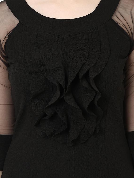 ruffle trim bell sleeved a-line dress - 15975699 - Zoom Image - 5