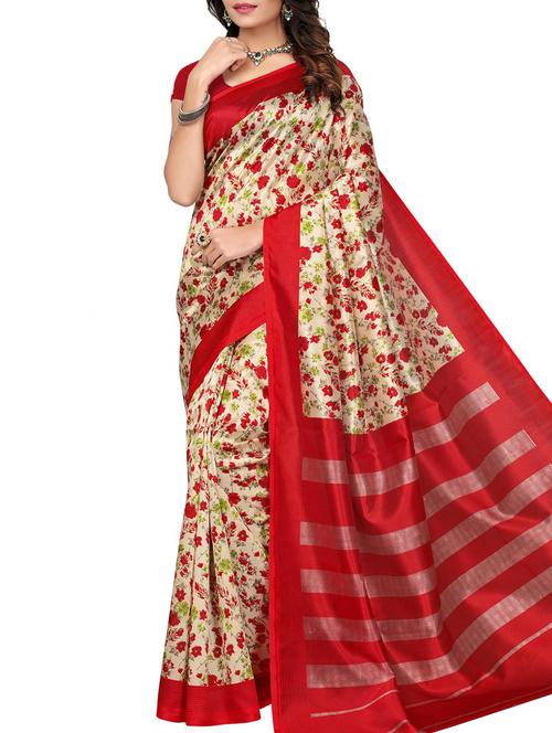 floral printed saree with blouse - 15975711 - Standard Image - 1