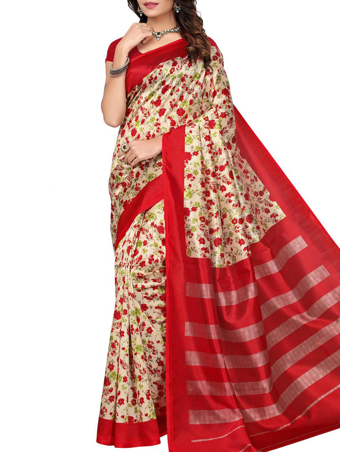 floral printed saree with blouse - 15975711 - Zoom Image - 1