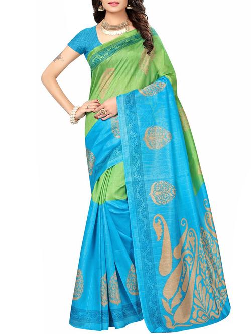 paisley border green printed saree - 15975723 - Very Small Image - 1