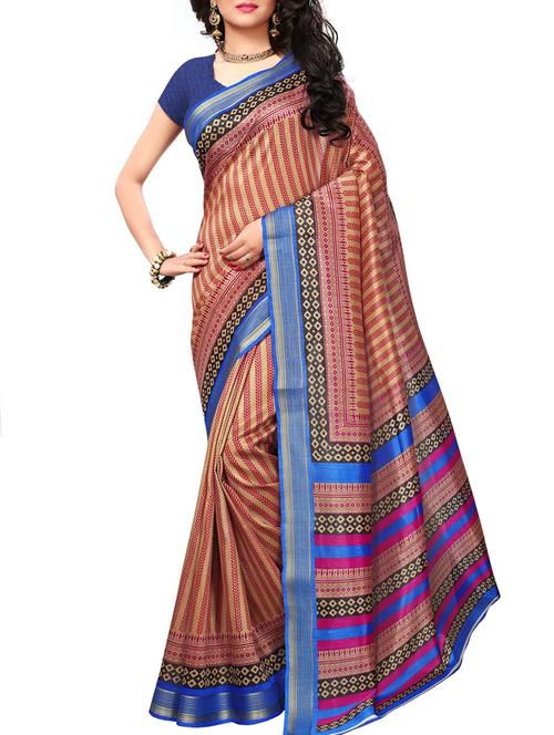 ethnic motifs printed saree with blouse - 15975769 - Very Small Image - 1