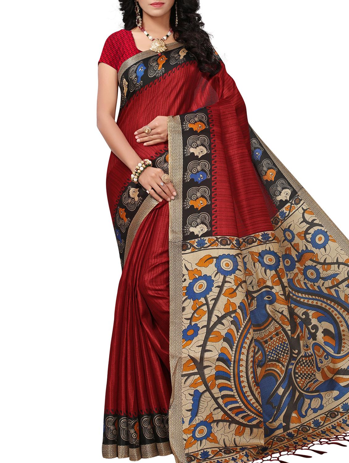 kalamkari printed saree with blouse - 15975829 - Zoom Image - 1