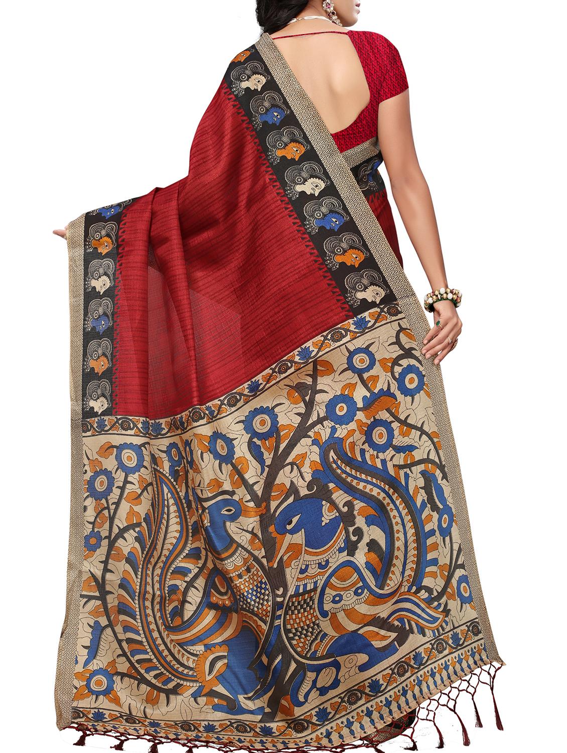 kalamkari printed saree with blouse - 15975829 - Zoom Image - 2