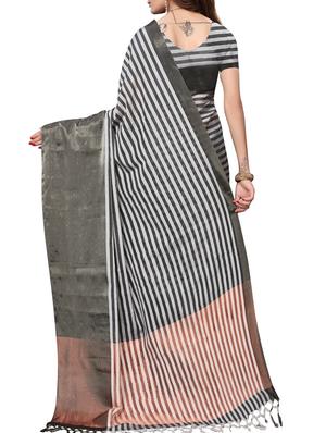 striped motif zari woven saree with blouse - 15975887 - Standard Image - 2