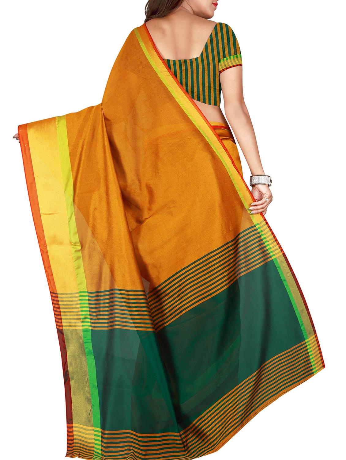 zari border mustard saree with blouse - 15975899 - Zoom Image - 2
