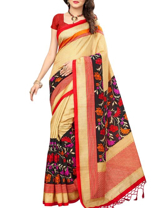 floral beige mysore silk saree - 15976130 - Standard Image - 1