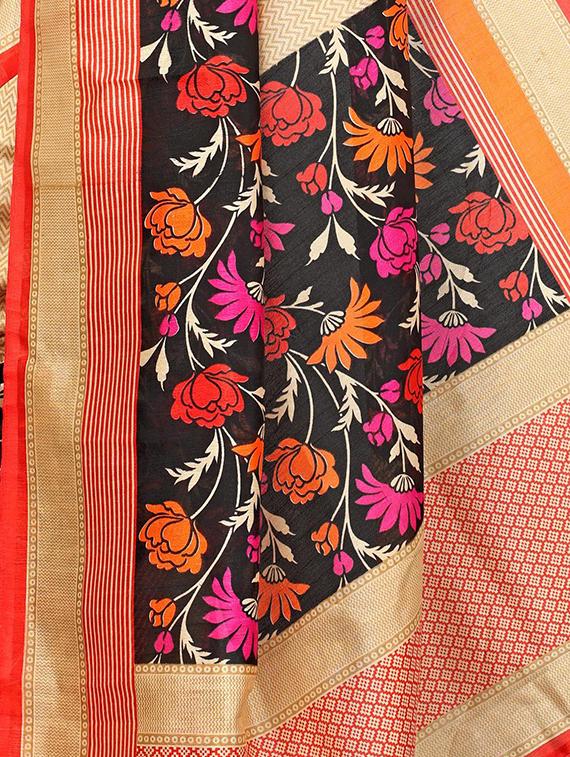 floral beige mysore silk saree - 15976130 - Zoom Image - 2