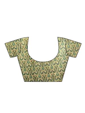 printed border green mysore silk saree with blouse - 15976133 - Standard Image - 4