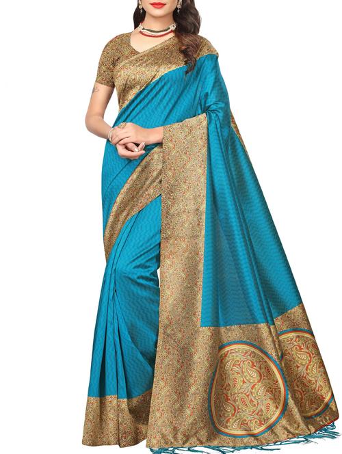 paisley border mysore silk saree with blouse - 15976160 - Very Small Image - 1