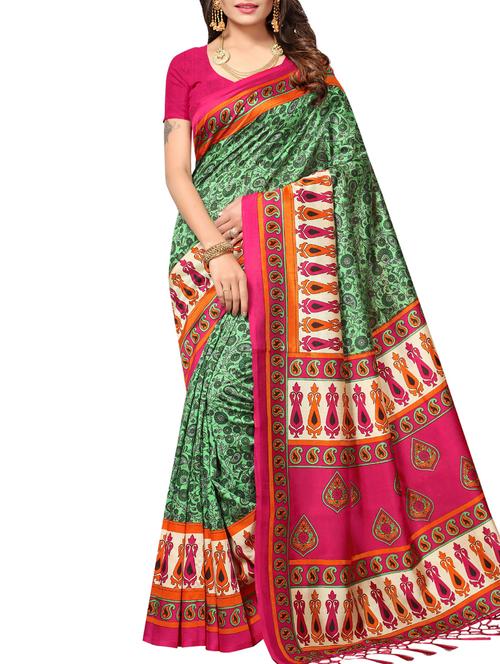 floral green mysore silk saree with blouse - 15976177 - Very Small Image - 1